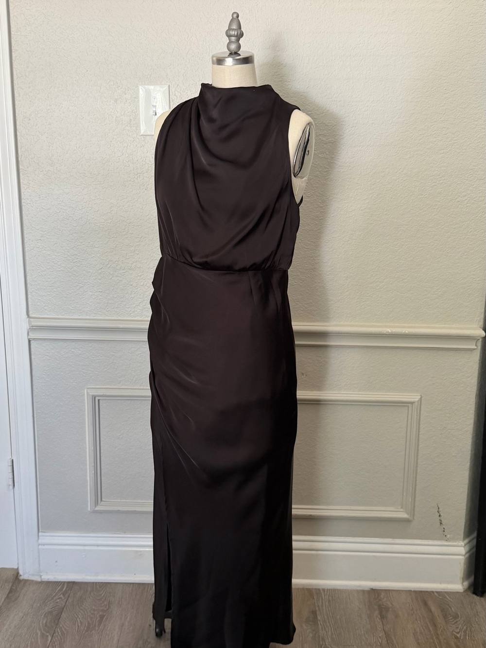 Hello Molly Black Sleeveless Maxi Dress with Draped Neckline